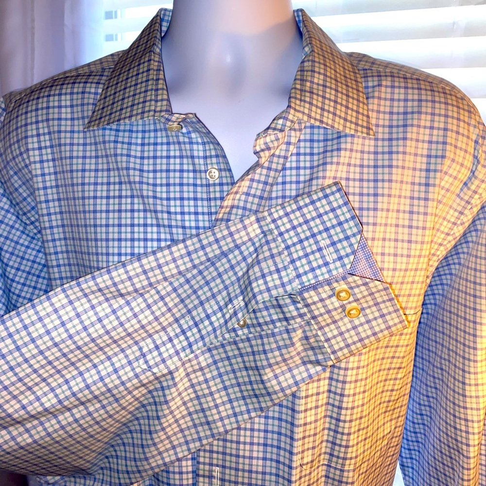 Men’s dress shirt- dry cleaned like new- plaid